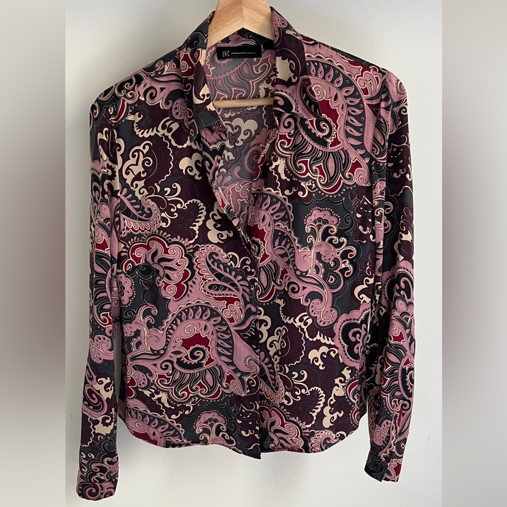 INC long sleeve paisley blouse